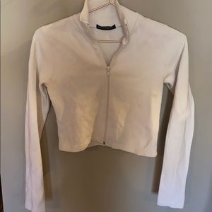 brandy melville white zip up